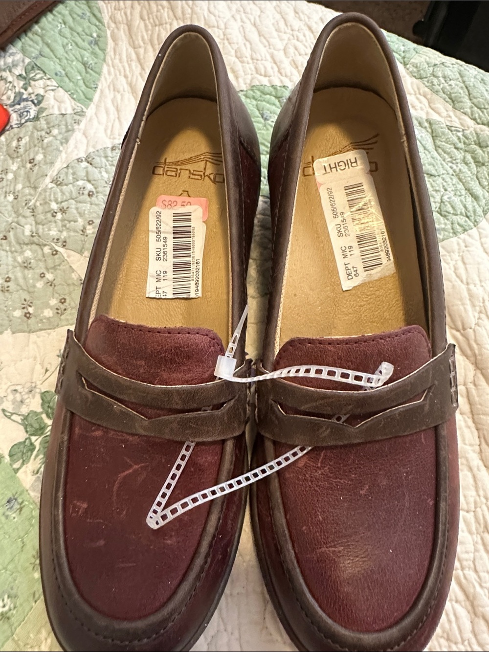Dansko Men's Wine and Brown Leather Slip-On Loafers